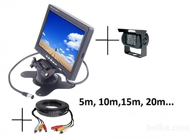 Kamera + ekran 12V ali 24V za kombi, delovni stroj, avtodom