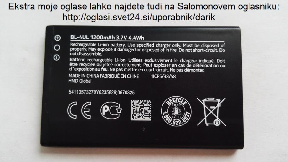 Rabljena Nokia BL baterija s 89 % ohranjeno kapaciteto