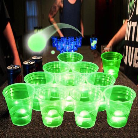 Ensemble de bière-pong phosphorescent, tasses lumineuses