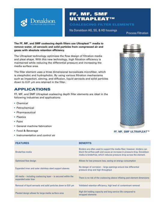 Filter za stisnjen zrak Donaldson Ultrafilter SMF 04/20