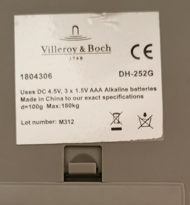 Villeroy Und Boch Waage Dh 252g Bedienungsanleitung Brezhibna osebna digitalna tehtnica Villeroy & Boch DH-252G