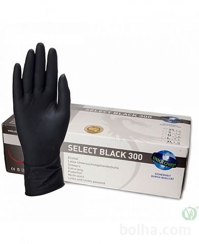 UNIGLOVES Select Black 300 rokavice lateks dolge