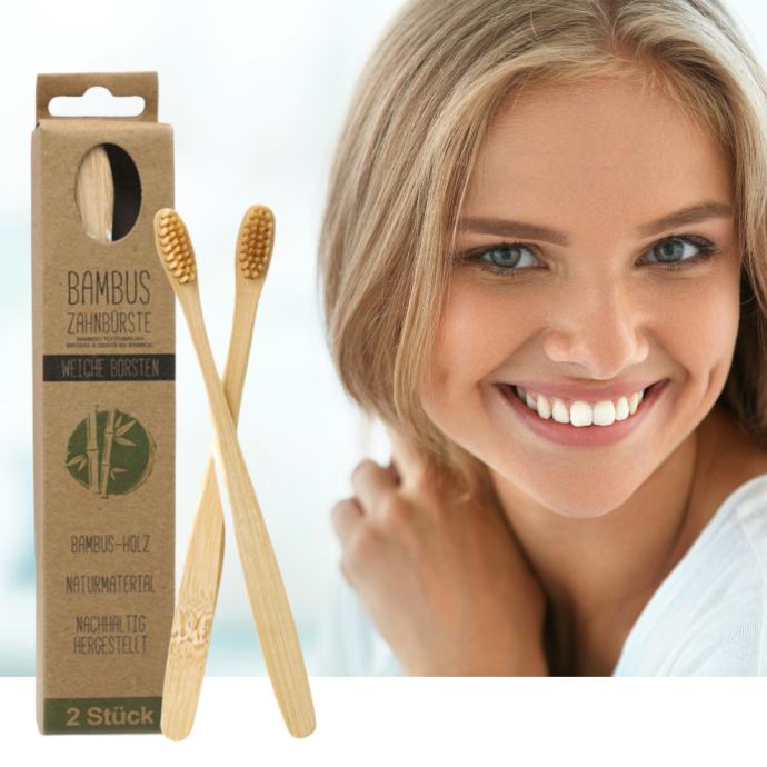Zobna ščetka iz bambusa - biorazgradljiva zobna ščetka - set 2
