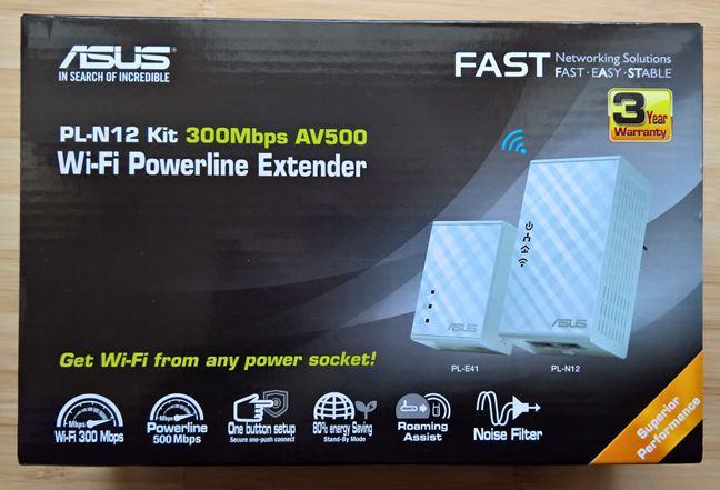 Asus WiFi Powerline Adapter PL-N12 KIT, 300Mbps, kit/nov