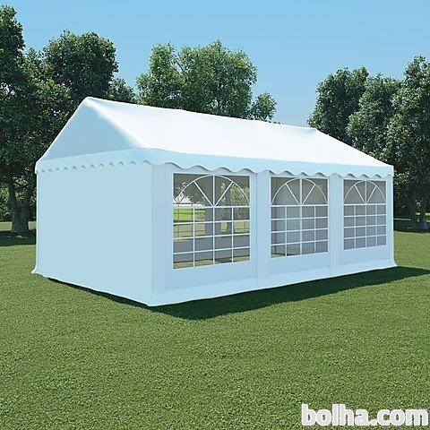vidaXL Vrtni šotor PVC 4x6 m bele barve
