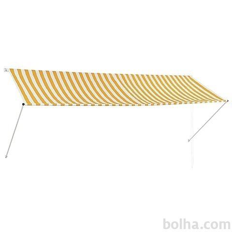 vidaXL Zložljiva tenda 350x150 cm rumena in bela