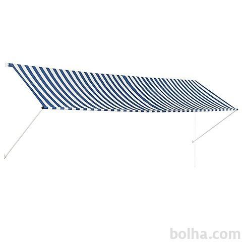 vidaXL Zložljiva tenda 400x150 cm modra in bela