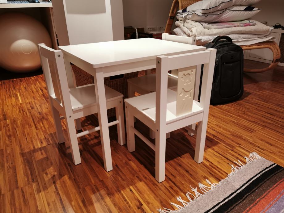 Otroška mizica in 3 stoli, komplet,Ikea