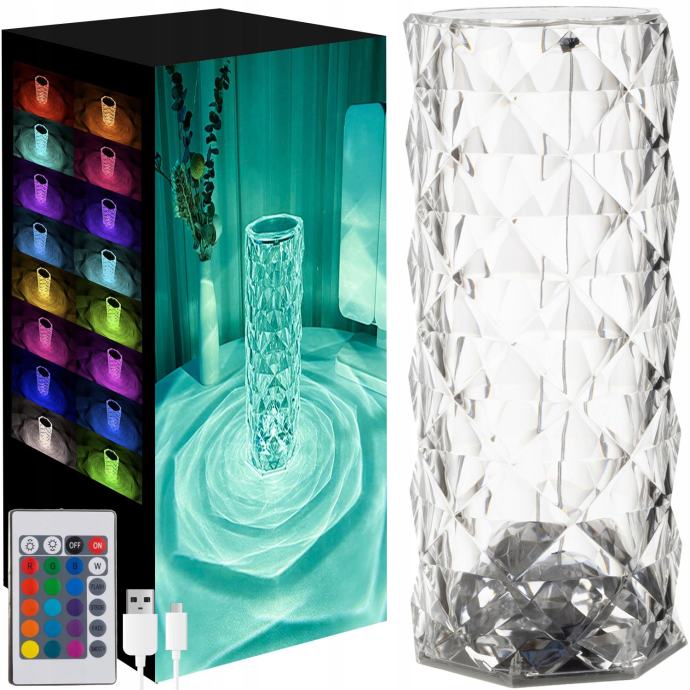 Akrilna aku. LED RGB kristalna vaza+daljinec