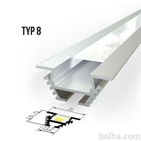 Kotni alu profil za LED trakove - TIP 8 (30101) Slim