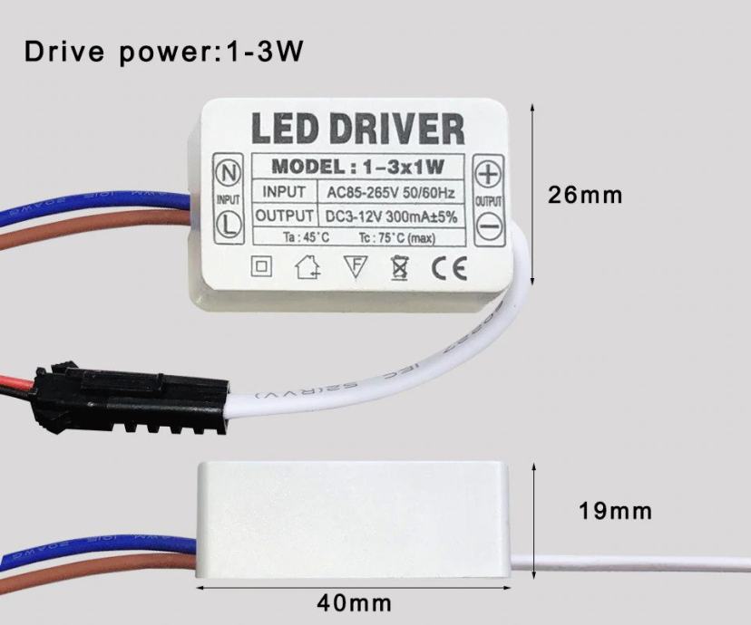 LED driver   AC 85-265V    DC 3 12V   3 x1W   280-300mA