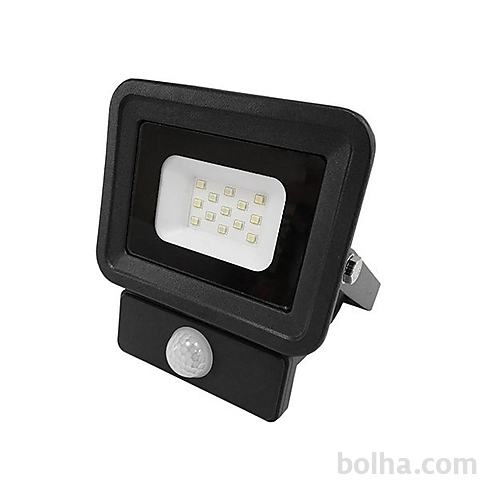 LED reflektor 10W s senzorjem (PIR) / Črn/ Nevtral