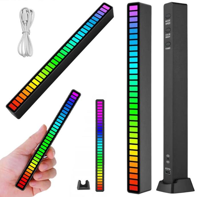 LED RGB aku. dekorativni stolpec USB – glasbeno delovanje 18cm