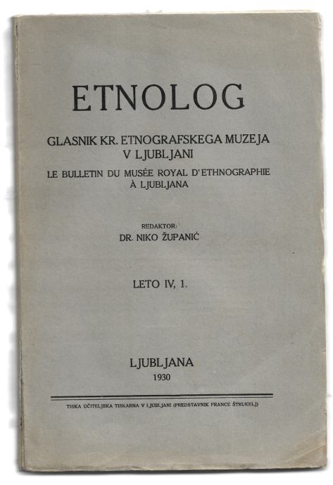 ETNOLOG - SLOVENSKA KMEČKA HIŠA, 1930, Niko Županič