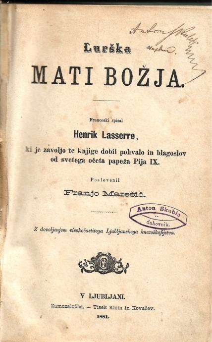 LURŠKA MATI BOŽJA, Henrik Lasserre, 1881