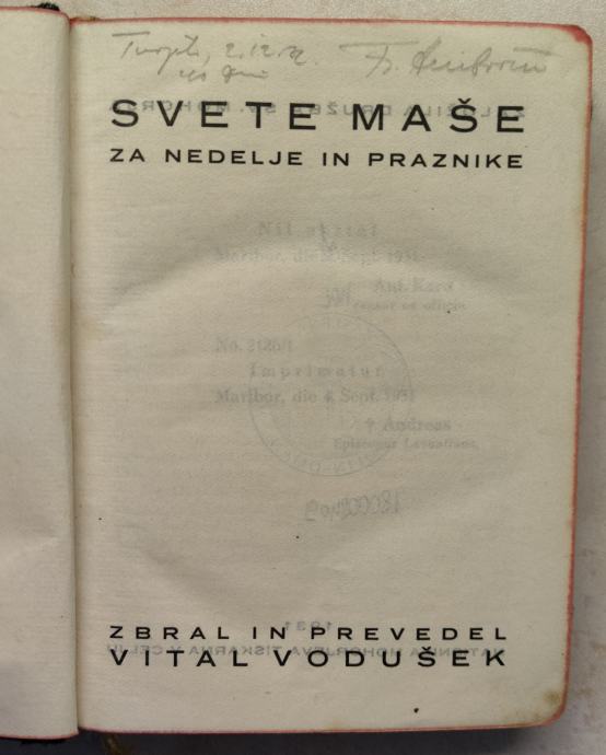 Svete maše za nedelje in praznike / Vital Vodušek, 1931