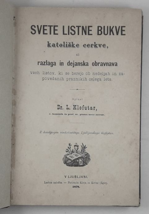 SVETNE LISTNE BUKVE KATOLIŠKE CERKVE, dr. L. Kofutar
