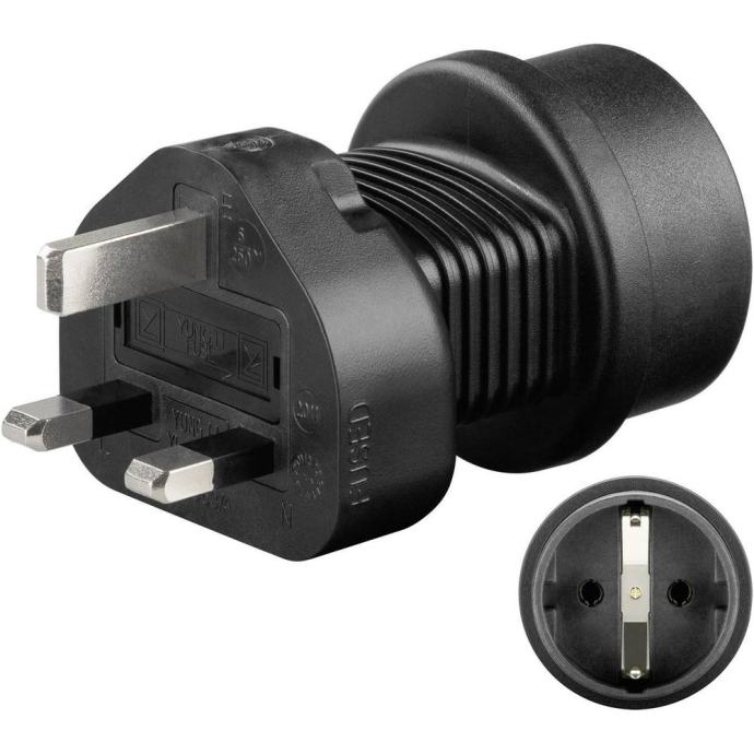 Britanski Adapter Potovalni adapter Goobay 95307, varnostni vtič na britanski vtič, črne