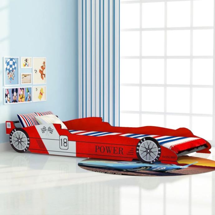 Otroška postelja dirkalni avtomobil 90x200 cm rdeče barve