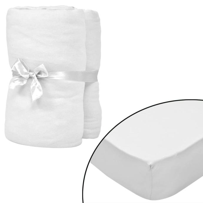 Rjuhe za otroško posteljo 4 kosi bombažni džersi 60x120 cm bele