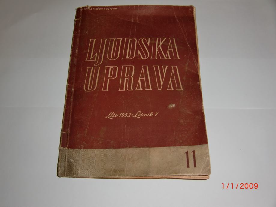 KNJIGA LJUDSKA UPRAVA LETNIK 1952 ŠT. 11