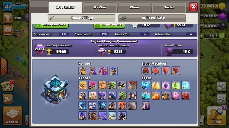Clash of clans account, level 228 - TH 14