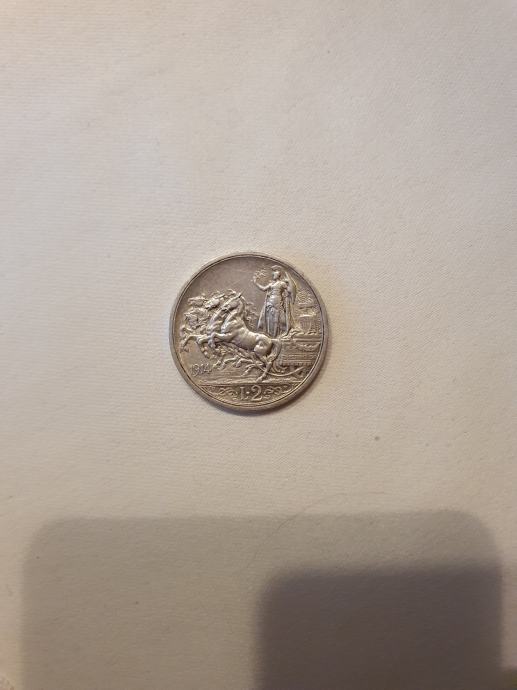 2 L (2 liri) Italijanski kovanec Vittorio Emanuelle III, numizmatika