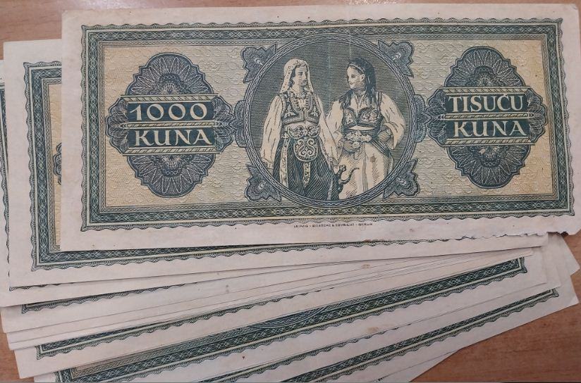 stari bankovec 1000 hrvaške kune 15 kos
