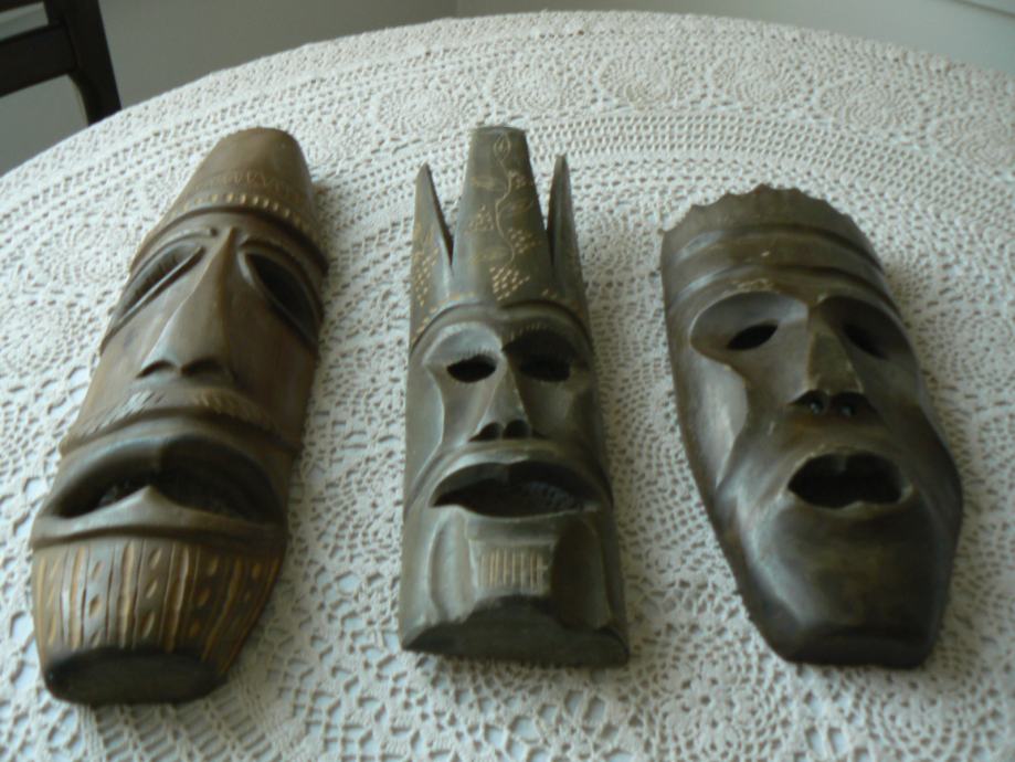 Afriška lesena maska - obešanka, 3 kom