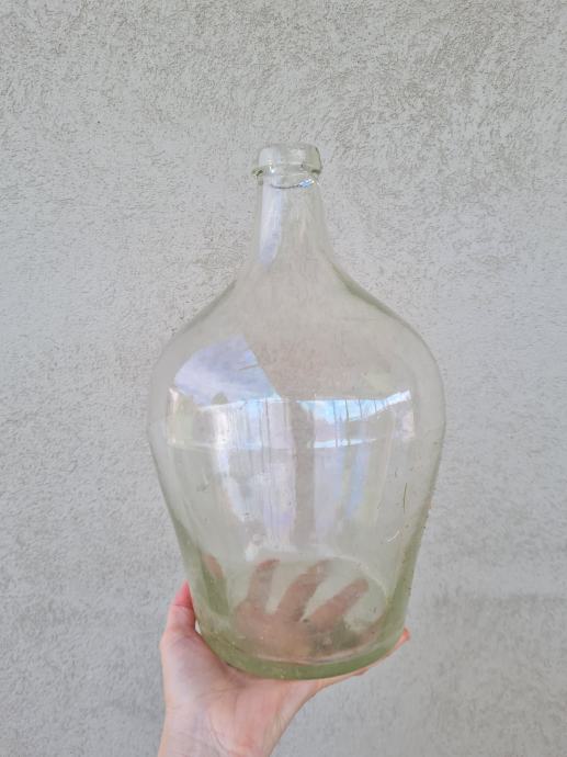 Vintage steklenica za žganje, pihano steklo, okoli 2-3l
