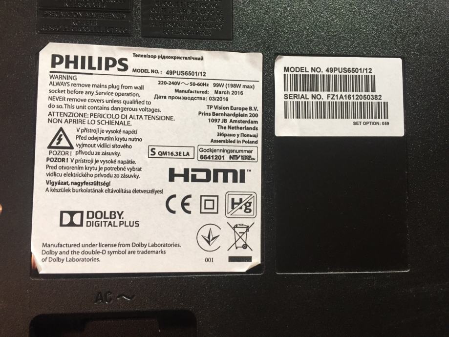 Deli TV LCD Philips 49PUS6501/12