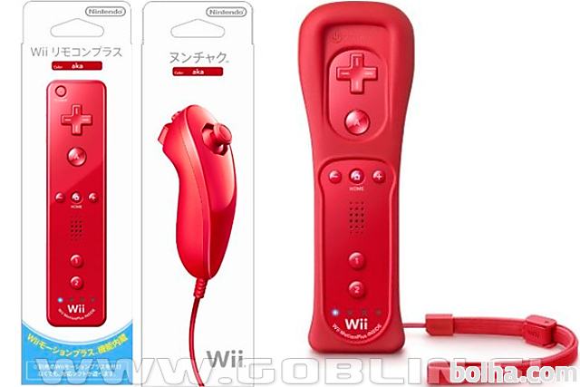 Wii Remote Plus kompatibilen + Nunchuk, rdeč