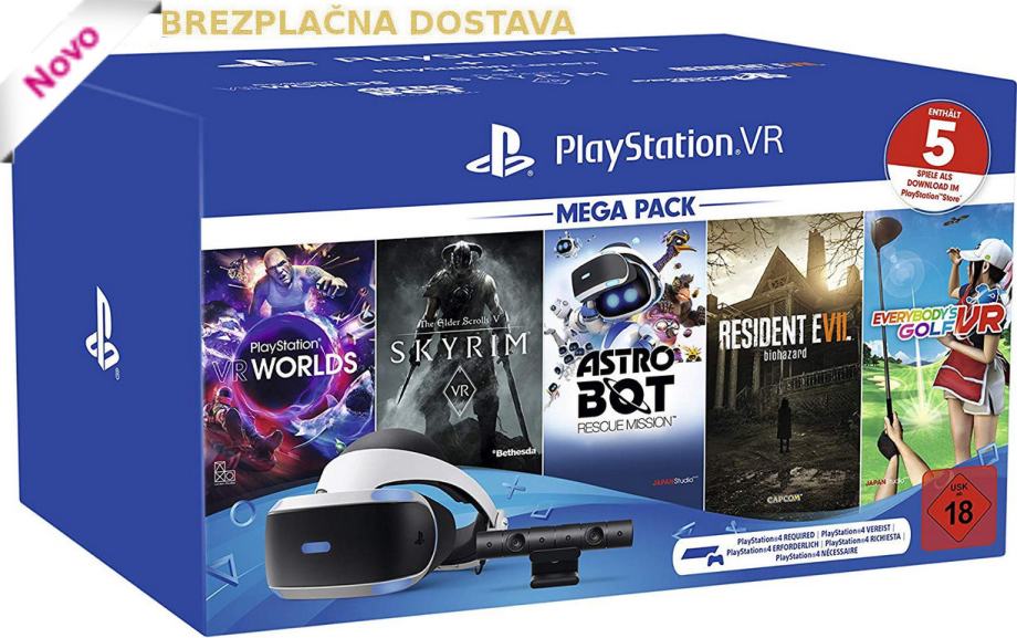 PlayStation VR Mega Cam+Worlds+Skyrim+Resident Evil 7+E.Golf+Astrobot