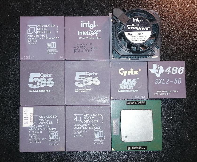 Retro procesorji 386 486 Pentium Intel AMD Cyrix