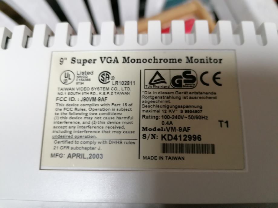 9 TVS (Taiwan Video System) monitor