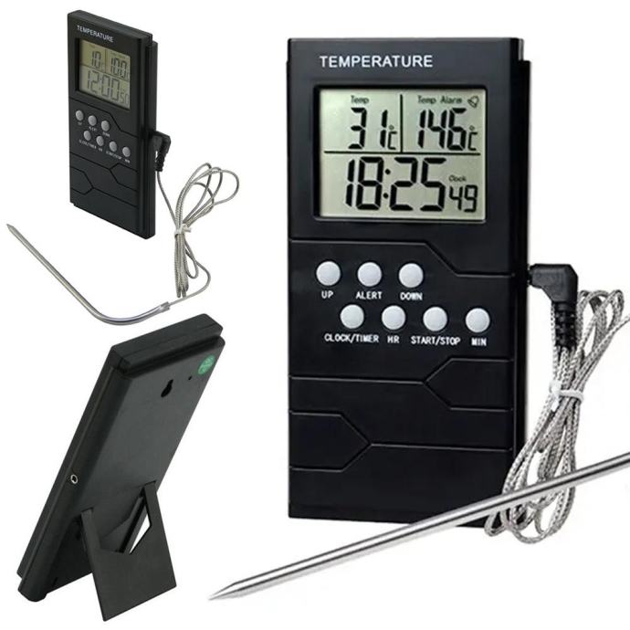 LCD kuhinjski termometer s sondo 95cm do 300°C za meso