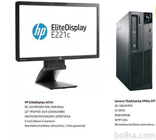 HP EliteDisplay e221c + Lenovo ThinkCentre M92p SFF