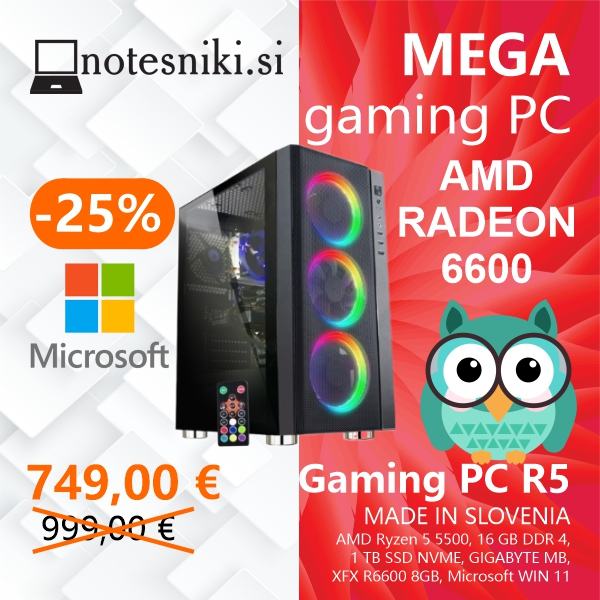 Gaming PC PCX EXTIAN – MEGA PC R5/16GB/1TB/6600/W11