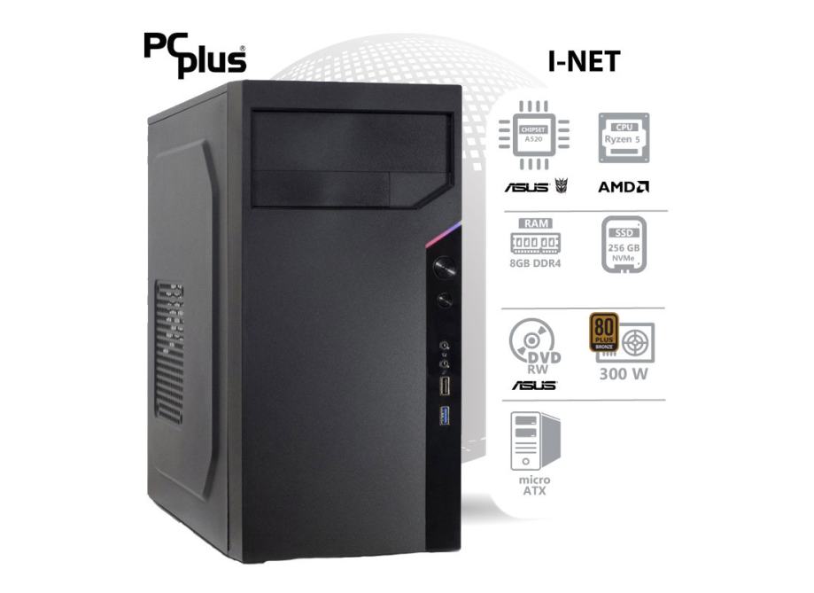 RAčUNALNIK PCPLUS I-NET RYZEN 5 5600G, 8 GB, 512 GB SSD