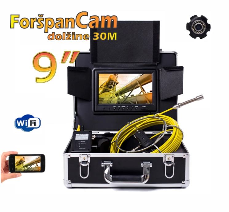 WiFi Video foršpan video kanalizacijska kamera 9" 30m HD *najem