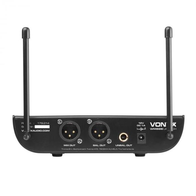 Vonyx WM82B 2-kanalni sistem UHF brezžičnih mikrofonov, Črna
