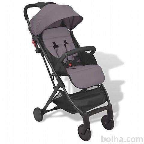 vidaXL Zložljiv otroški voziček siv 89x47&comma;5x104 cm