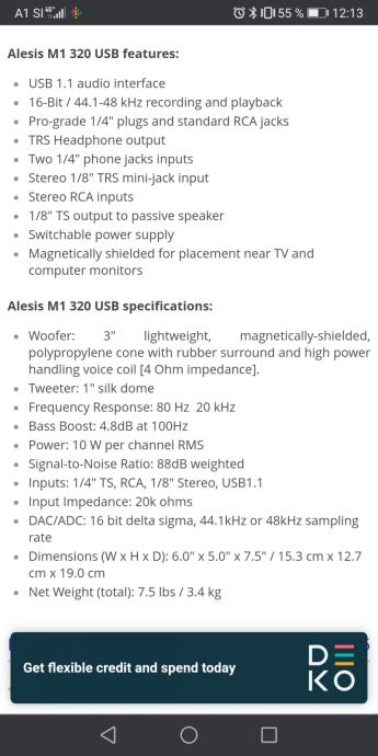 Zvočniki alesis m1 active 320 usb
