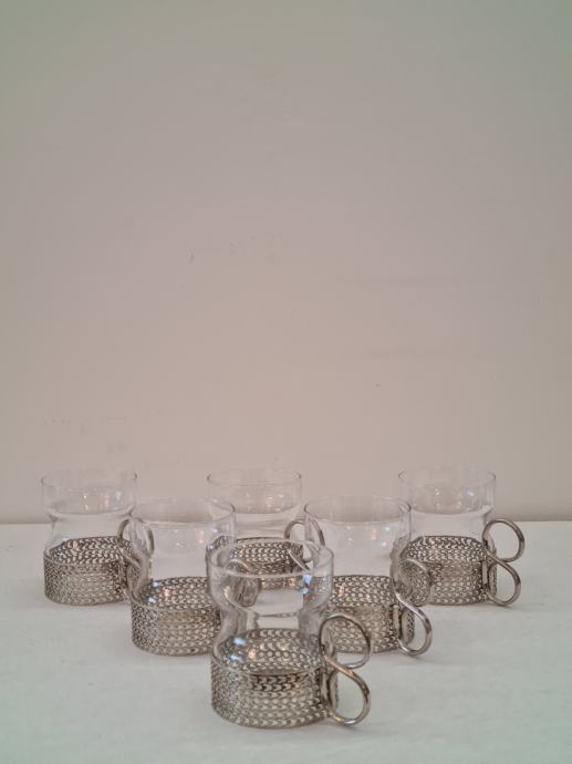 Set 6 kozarcev v srebrni dekoraciji
