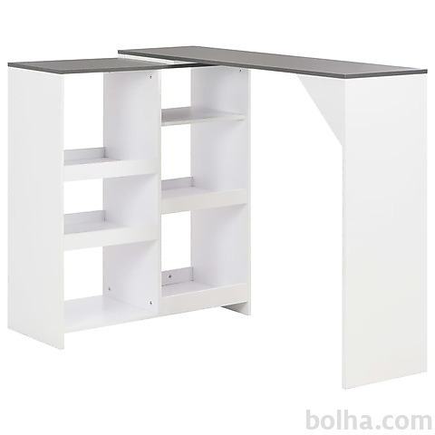 vidaXL Barska miza s premično polico 138x40x120 cm bela