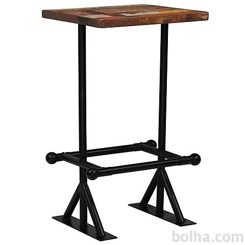 vidaXL Barska miza iz trdnega predelanega lesa 60x60x107 cm večbarvna