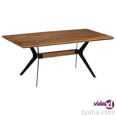 vidaXL Jedilna miza iz trdnega akacijevega lesa in jekla 180x90x76 cm