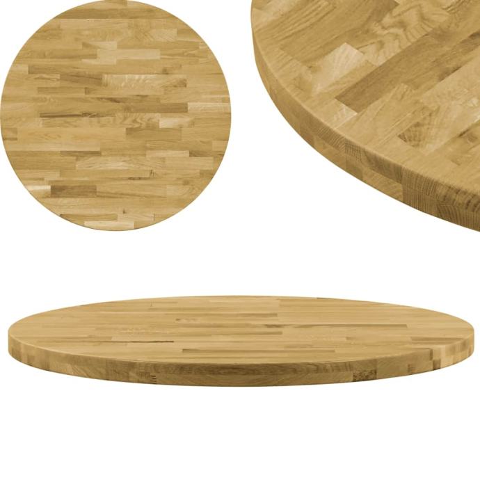 Površina za mizo trden hrastov les okrogla 44 mm 600 mm