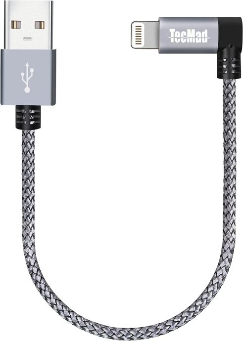 20cm USB kabel TecMad s kotnim 90° Lightning priključkom
