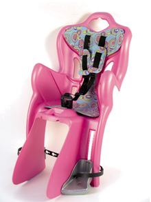 Otroški sedež za kolo v roza barvi